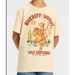 Disney Toy Story Woody Bullseye Shirt Boys L Cream Graphic Tee NWT